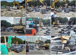 电子产品，大量电视机破碎销毁